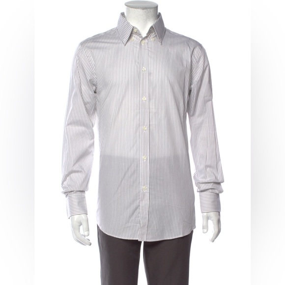 Versace Collection Stripped Long Sleeve Men Shirt Size M - Picture 10 of 12